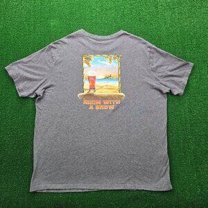 Tommy Bahama Relax Tshirt Men XL‎ Gray Room With A Brew Summer Beach Casual